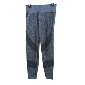 Pink Sport Heathered Gray and Black Wave Panel Colorblock Leggings Women's L